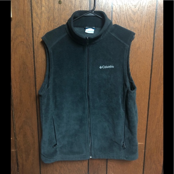 Columbia Fleece Zip Up Vest Mens Medium Dark Gray - Picture 1 of 5